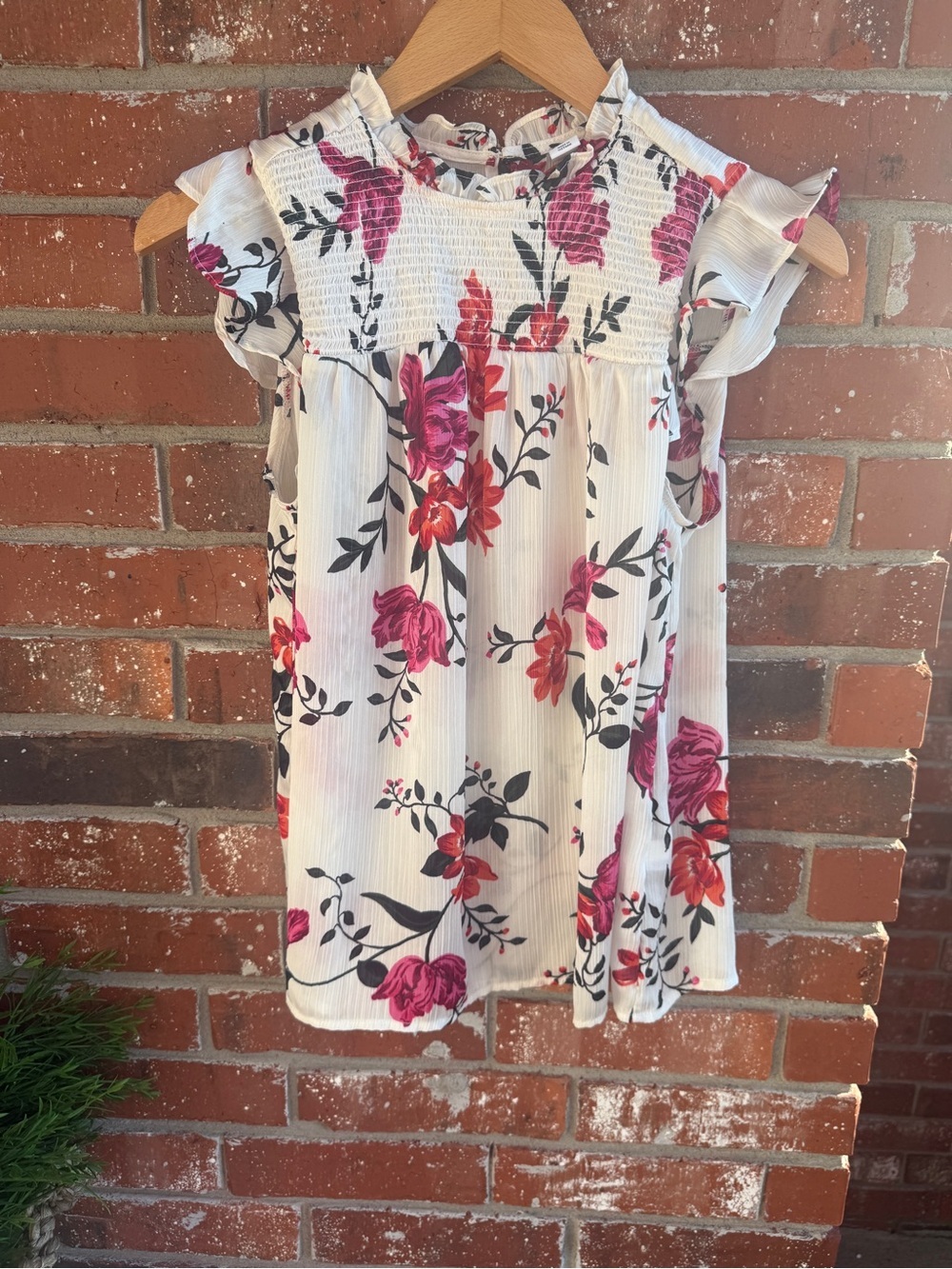 Old Navy Pink, Red and Green Floral Print Sleeveless Top
